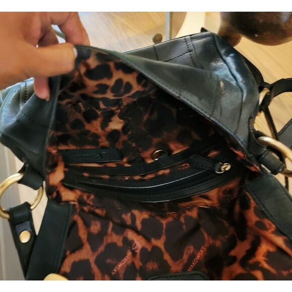 B Makowsky Leather Crossbody bag with Gold Hardware Charcoal - Picture 7 of 10